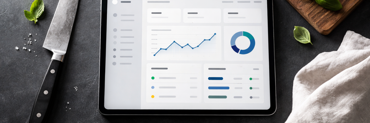 Calculator and receipt next to fresh ingredients representing personal chef pricing